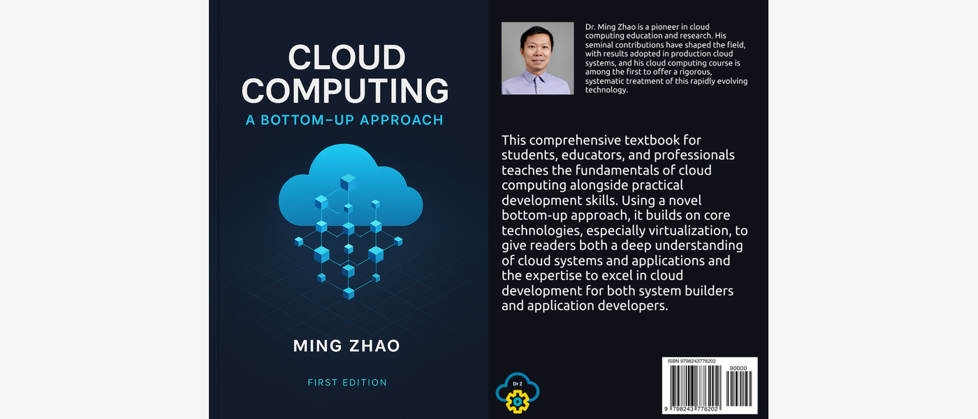 Cloud Computing textbook by Ming Zhao — front and back covers
